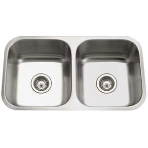 Houzer Eston 31 in. Stainless Steel Undermount 50/50 Double Bowl Kitchen Sink - STD-2100-1