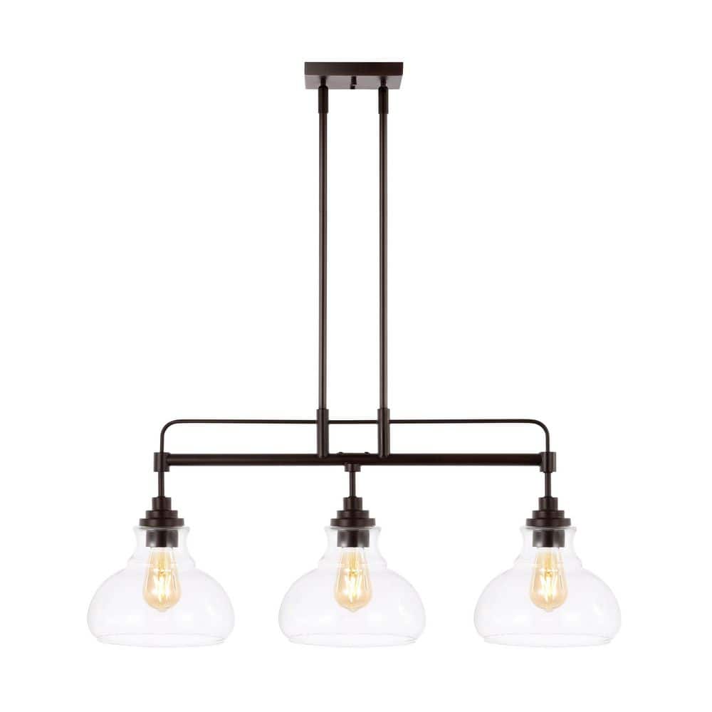 Marlowe 32.5" Oil-Rubbed Bronze 3-Light Industrial Farmhouse LED Pendant