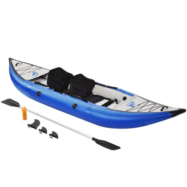 Unbranded 12 ft. Blue Vinyl Foldable Fishing Touring Kayaks Portable Recreational Touring Kayak with Paddle and Air Pump
