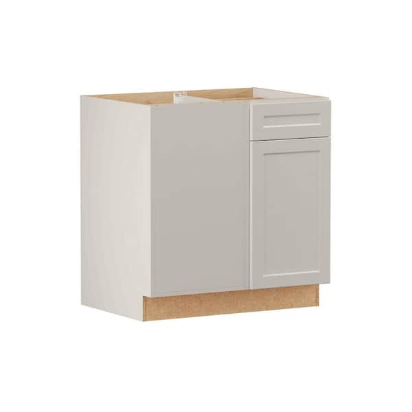 Designer Series Melvern 33 in. W x 24 in. D x 34.5 in. H Assembled Shaker Left Blind Corner Base Cabinet in Heron Gray