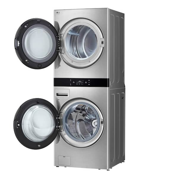 lg studio washtower 27 noble steel stackable washer and dryer