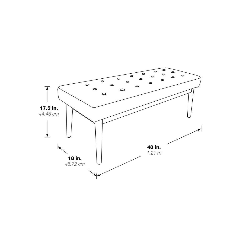 West Park Navy Button-Tufted Bench with Flare Legs
