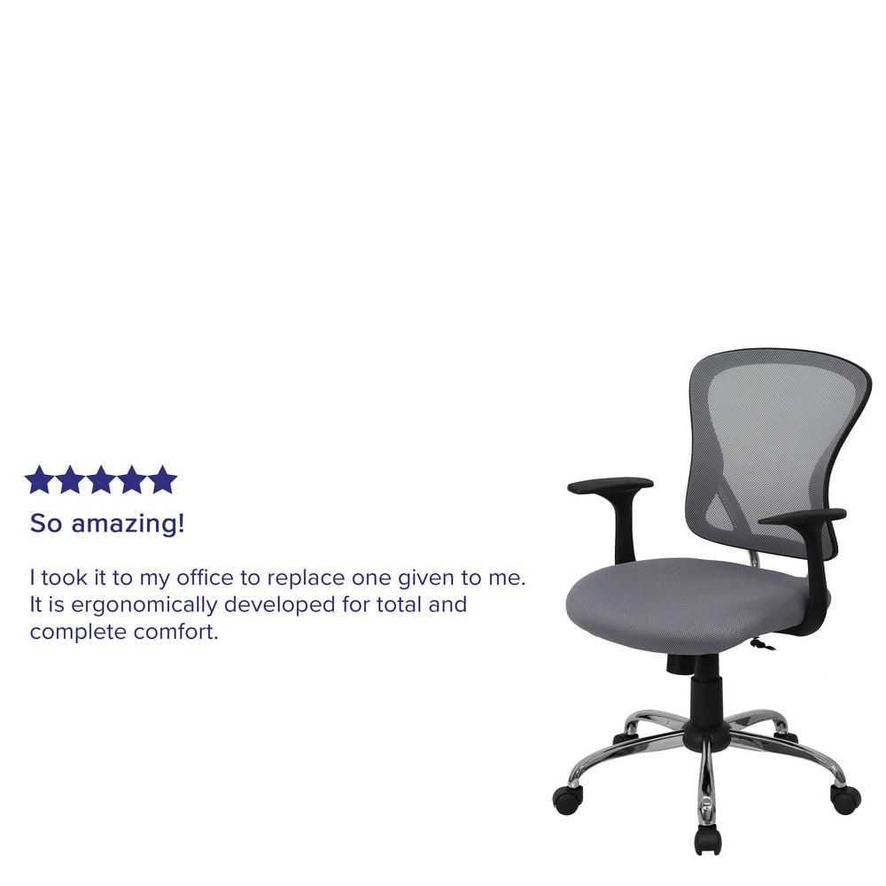 Mid-Back Gray Mesh Swivel Task Chair with Chrome Metal Base
