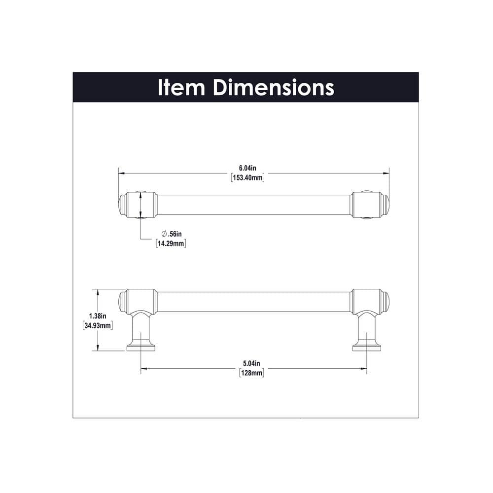 Matte Black Modern Industrial Bar Pull with Mounting Hardware