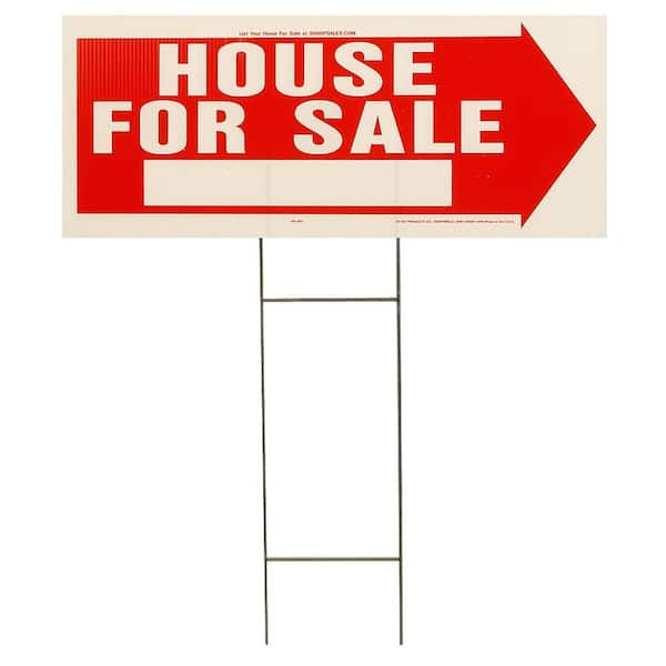 HY-KO 10 in. x 24 in. Red and White Plastic House For Sale Sign