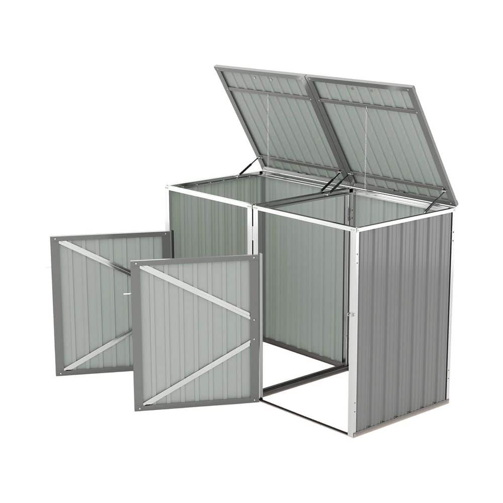63.78 in. W x 32 in. D x 48 in. H Light Gray Metal Trash Can Storage, Garbage Bin Shed, 54 cubic feet of space price history on PriceWatchPro
