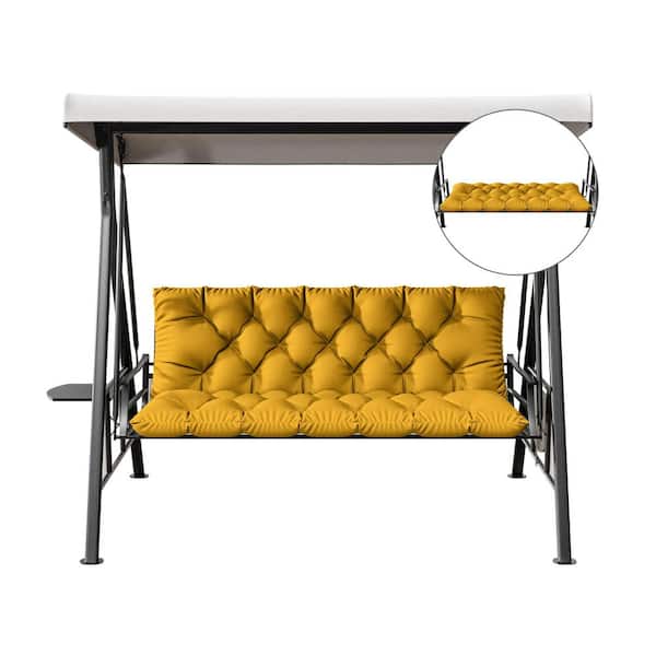 60 in. x 40 in. x 5 in. 2-3 Seater Contoured Replacement Outdoor Porch Swing Cushion with Backrest Bench Yellow