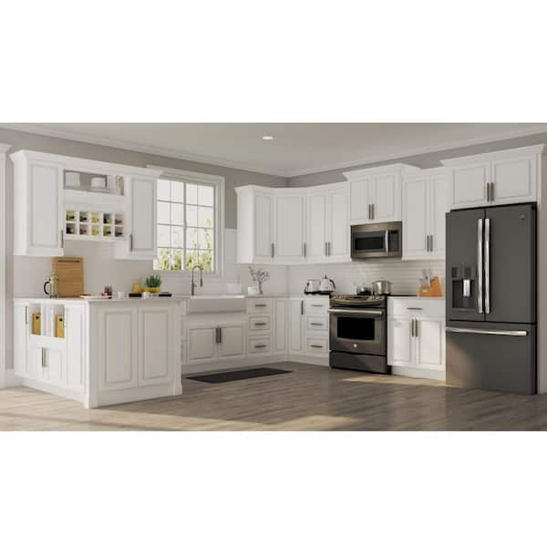 Hampton Bay Hampton Satin White Raised Panel Assembled Farmhouse Apron Front Sink Base Kitchen Cabinet 36 In X 34 5 In X 24 In Ksbd36 Sw The Home Depot