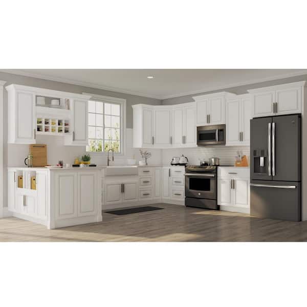 Hampton Bay Shaker Satin White Stock, Kitchen Cabinets 30 Inches Wide