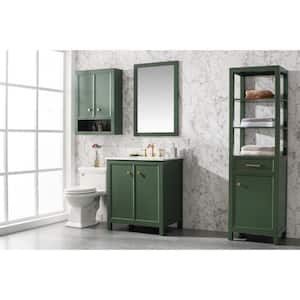 30 in. W x 22 in. D Vanity in Pewter Green with Marble Vanity Top in White with White Basin with Backsplash