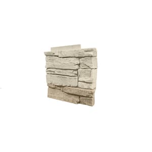 12 in. x 12 in. x 1.375 in. Stacked Stone Vanilla Bean Faux Stone Siding Right Corner Panel