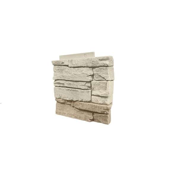 GenStone 12 in. x 12 in. x 1.375 in. Stacked Stone Vanilla Bean Faux Stone Siding Right Corner Panel