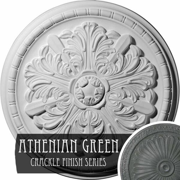 Ekena Millwork 1-1/2" x 17-1/8" x 17-1/8" Polyurethane Washington Ceiling Medallion, Athenian Green Crackle