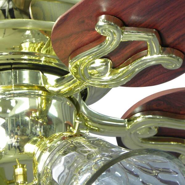 Indoor 52 in LED Ceiling Fan Polished Brass w/ Light Kit Reversible 5 Blades 