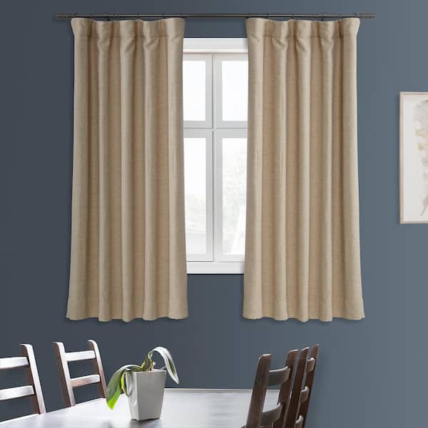Exclusive Fabrics & Furnishings Ginger Textured Bellino Room Darkening Curtain - 50 in. W x 63 in. L Rod Pocket with Back Tab Single Curtain Panel