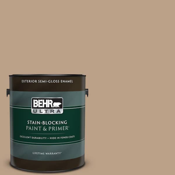 BEHR ULTRA 1 gal. #ICC-52 Cup of Cocoa Semi-Gloss Enamel Exterior Paint & Primer