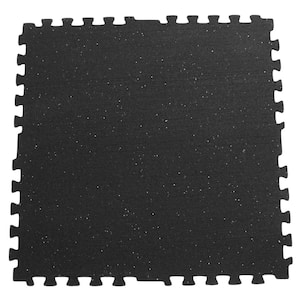 Z-Cycle Tiles 3/8 in. x 29 in. x 29 in. Black with White Speckles Interlocking Rubber Mat (6-Pack, 90 sq. ft.)