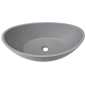 Gray Concrete Oval Vessel Sink Counter Mounted Type Bathroom Sink