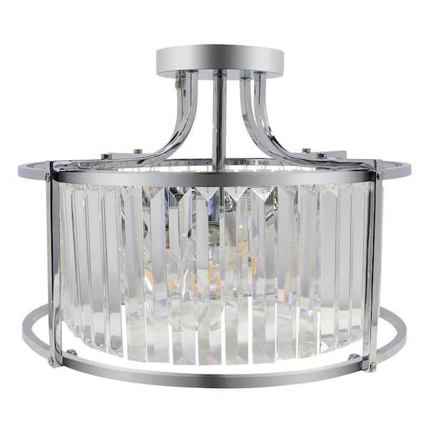 Unbranded 3-Light Chorme Metal Crystal Cage Decorative Chandelier Pendant Light for Living Dining Room