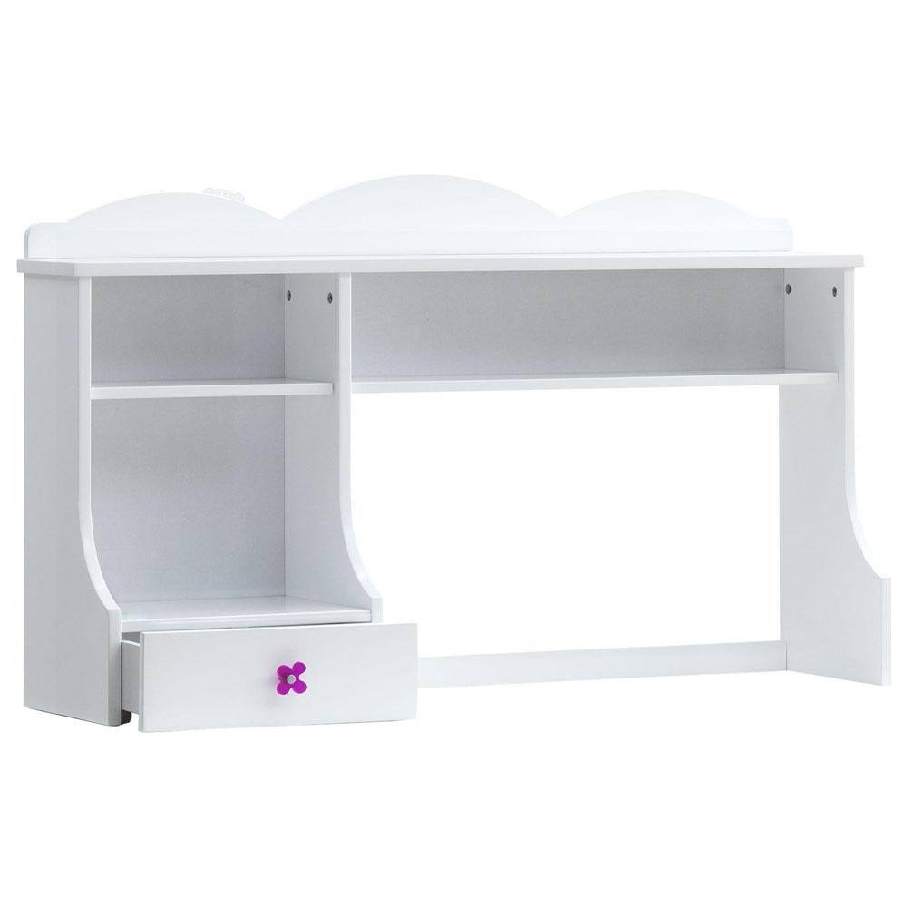 Meyer White Wood Desk Hutch with Storage Drawer