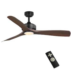Bayshire 60 in. LED Indoor/Outdoor Matte Black Ceiling Fan with Remote Control and White Color Changing Light Kit
