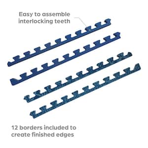 Reversible Interlocking Foam Floor Tiles, Blue Bohemian Pattern, 24.8 X 24.8 X .47, 6-Pack (24 sq. ft.)