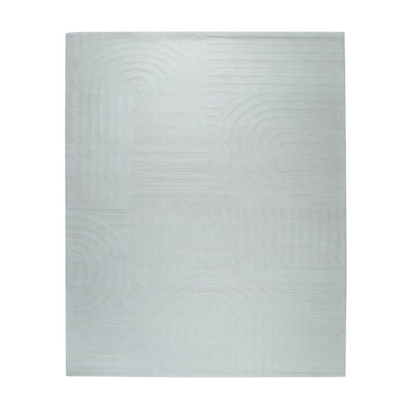 EORC Ivory 6 ft. x 9 ft. Hand-Tufted Wool Contemporary Modern Rug Area Rug