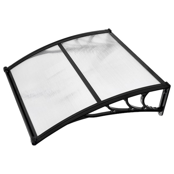 Door Entrance Awning, 38 x 40 in. Clear Polycarbonate Canopy with Drainage and ABS Bracket, Rain Snow Sun Protection