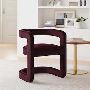 Winslow Performance Velvet Barrel Accent Chair in Mulberry