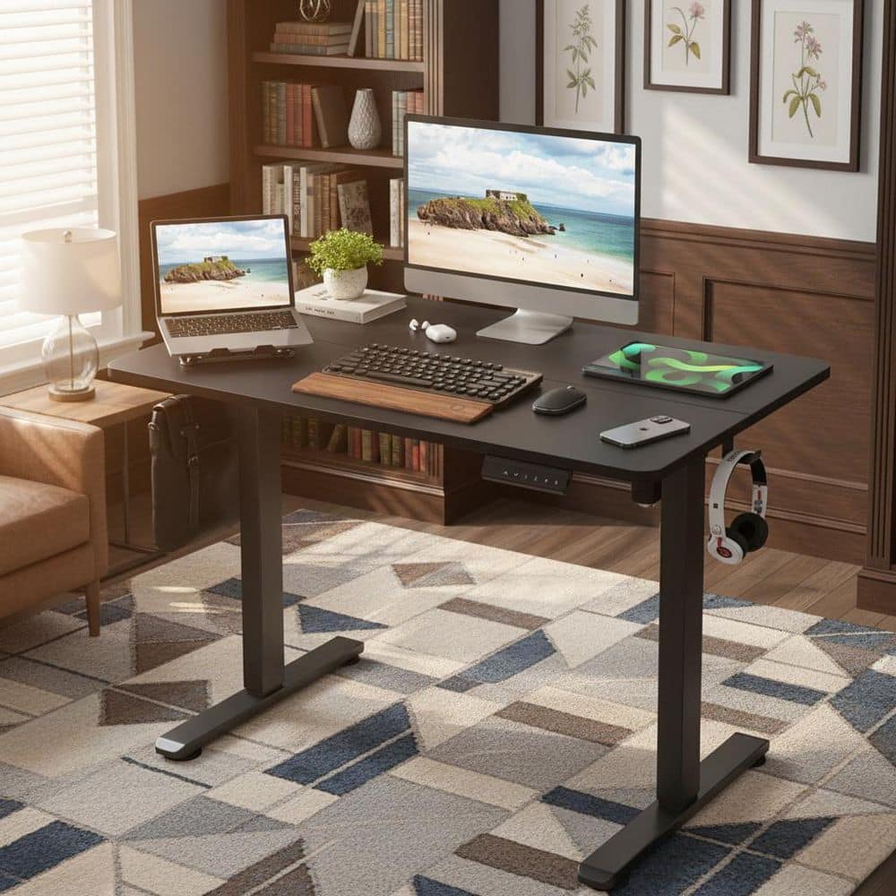 Homy Casa NPMASD 40 in. Obsidian Black Frame Frosted Pearl Top