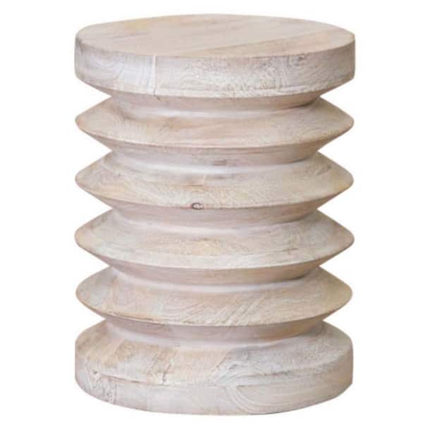 HomeRoots Julia 14 in. W Whitewash 18 in. HITEWA Round Wood End Table with 1-Piece