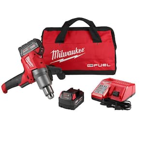 M18 FUEL 18V Lithium-Ion Brushless Cordless 1/2 in. Mud Mixer Kit W/(2) 5.0Ah Batteries, Charger & Tool Bag