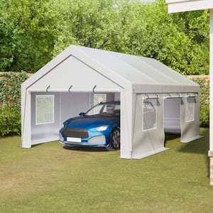 13 ft. x 20 ft. Outdoor White Roof Canopy Tent Temporary Steel Carport with Removable Sidewalls