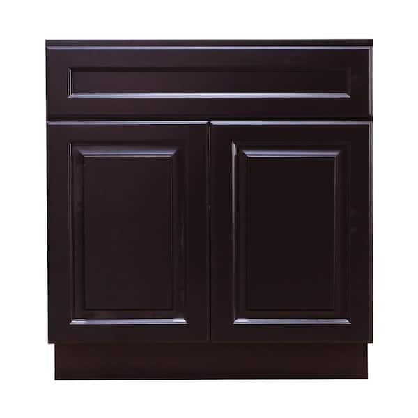 LIFEART CABINETRY Newport Ready to Assemble 36x34.5x24 in. Sink Base Cabinet with 2-Door and 1-Fake Drawer in Dark Espresso