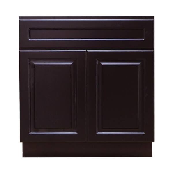 LIFEART CABINETRY LaPort Assembled 24 in. x 34.5 in. x 24 in. Base Cabinet with 2 Doors and 1 Drawer in Dark Espresso