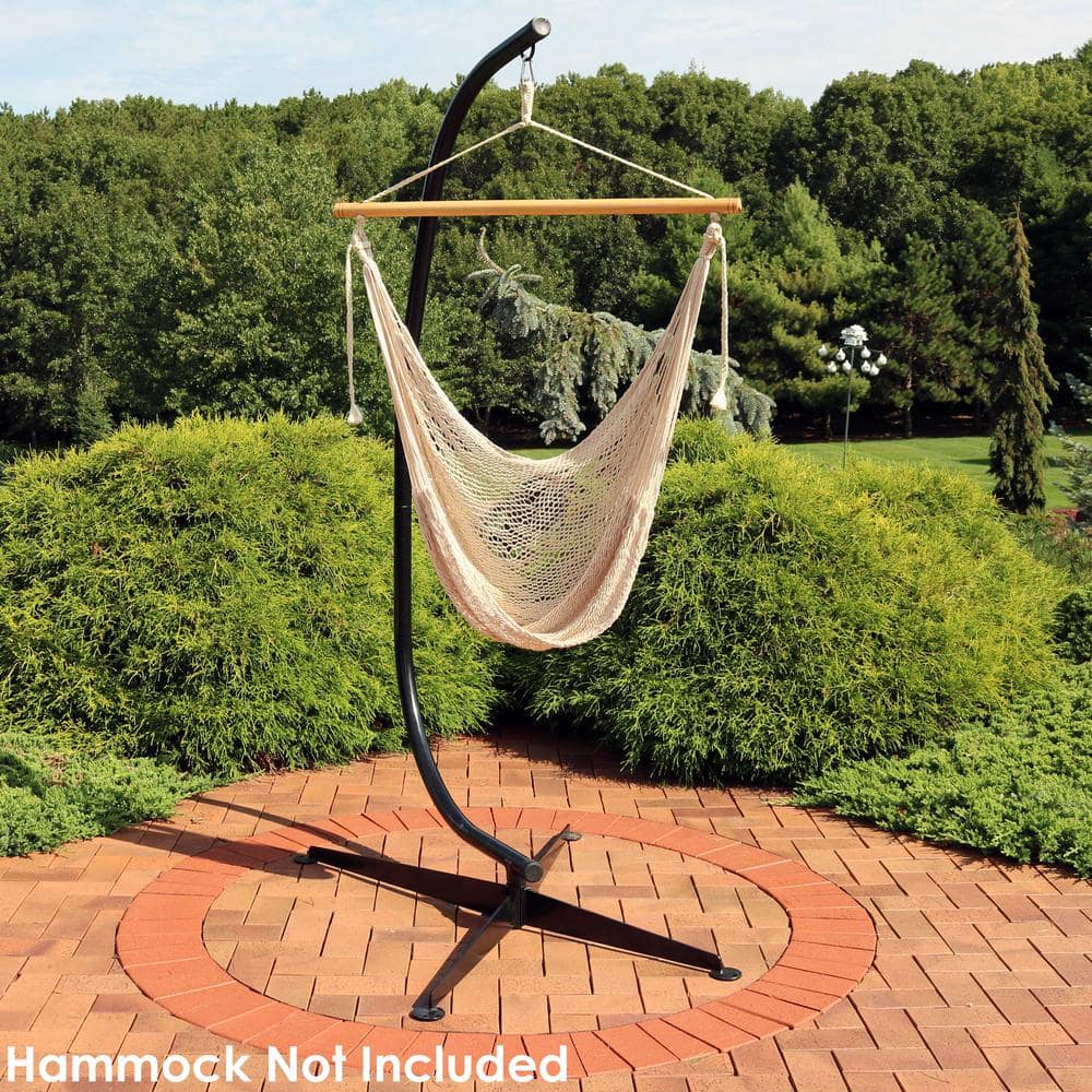 Black Powder-Coated Steel C-Stand Hammock Chair Stand