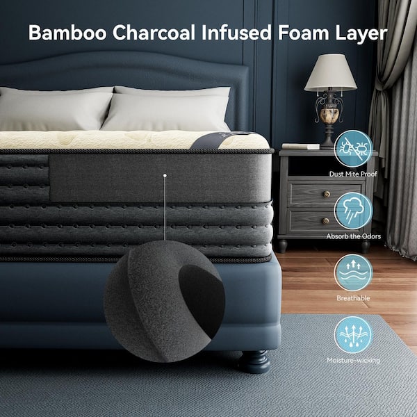 Queen Firm Hybrid Gel Memory Foam 14 in. Tight Top with Cashmere Fabric and Reversible Support Mattress