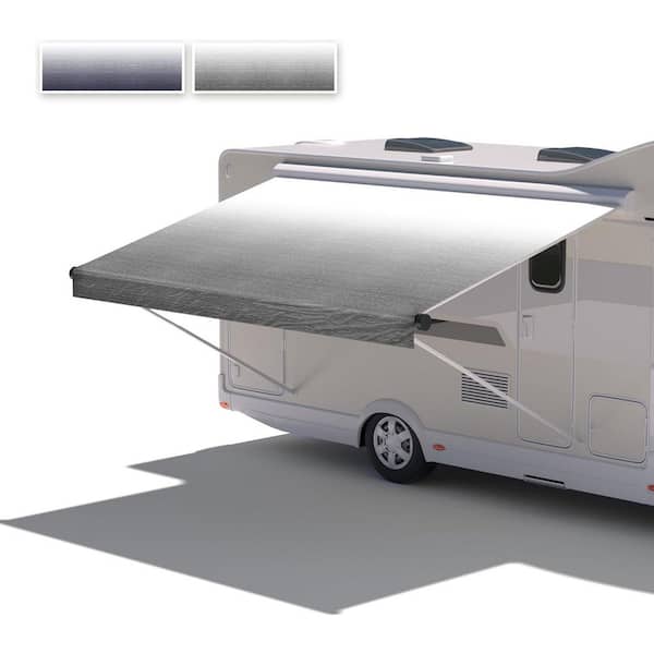 21' Weatherproof PVC Awning Fabric Replacement Grey Gradient for Camper Trailer and Motorhome Outdoor Canopy