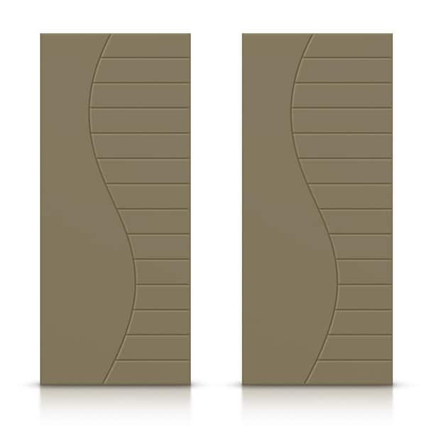 CALHOME 60 in. x 84 in. Hollow Core Olive Green Painted Composite MDF Interior Double Closet Sliding Doors