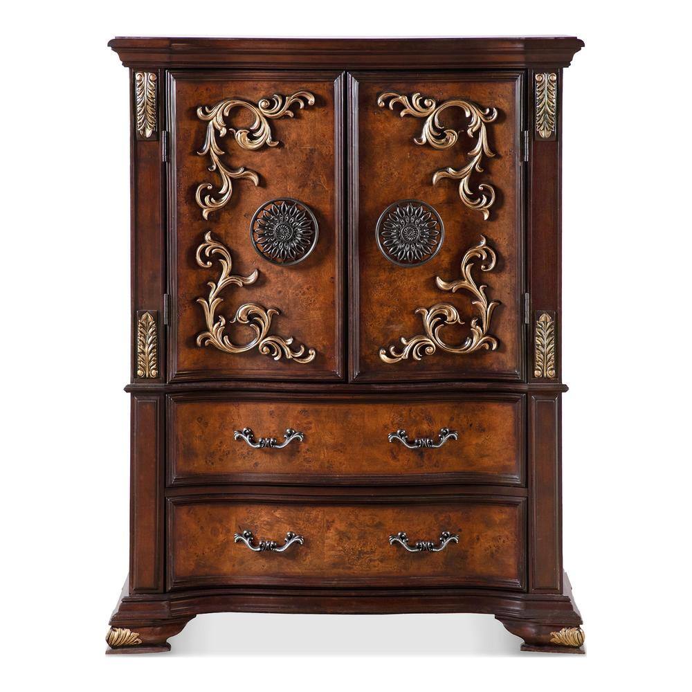 Gurando Dark Cherry and Oak 6-Drawer 44.5 in. Chest of Drawers