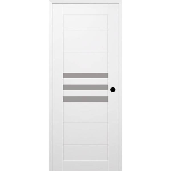 Belldinni Dome 18 in. x 84 in. Left Hand 3-Lite Frosted Glass Snow White Composite Wood Single Prehung Door