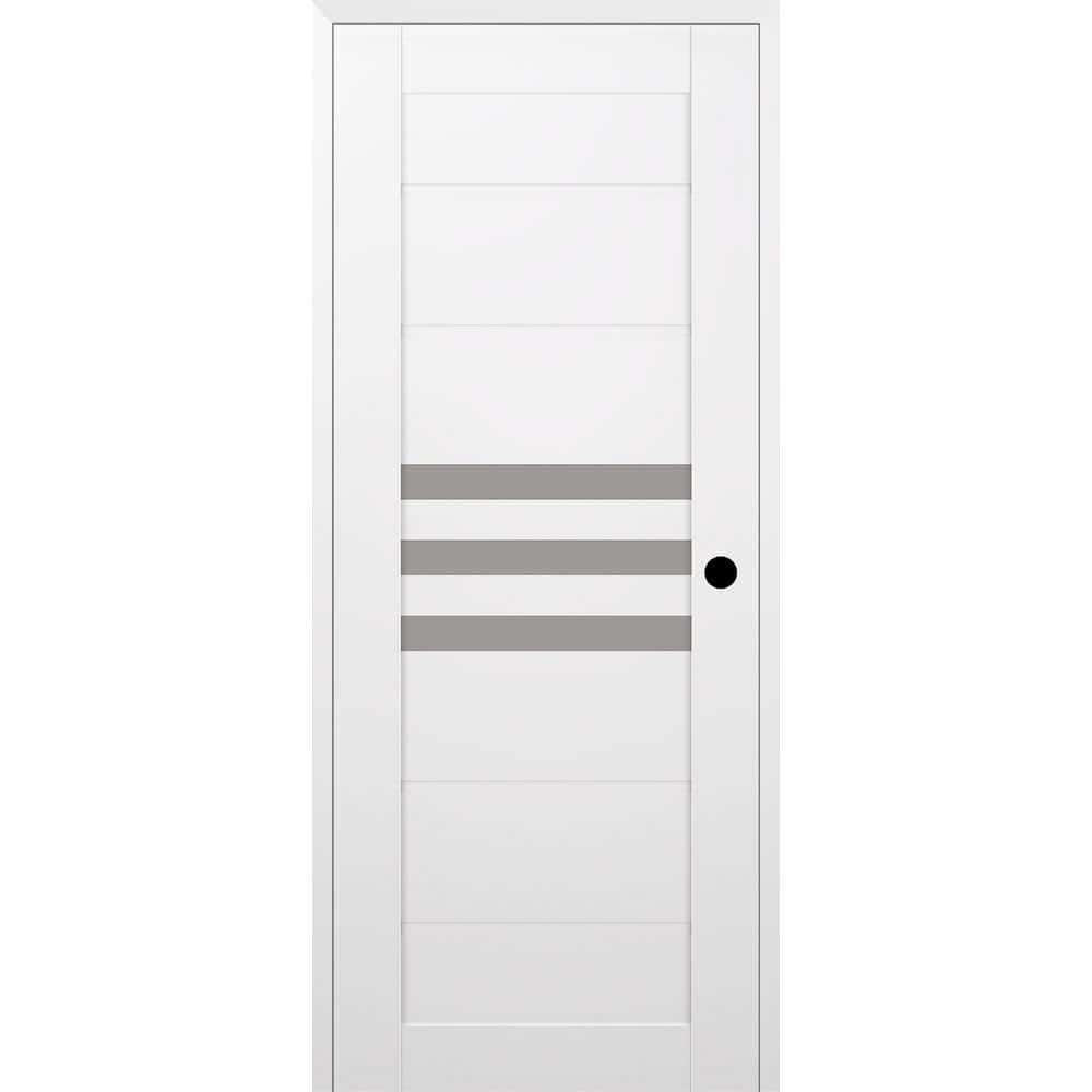 Dome 24 in. x 84 in. Left Hand 3-Lite Frosted Glass Snow White Composite Wood Single Prehung Door price history on PriceWatchPro