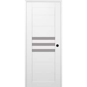 Dome 24 in. x 84 in. Left Hand 3-Lite Frosted Glass Snow White Composite Wood Single Prehung Door