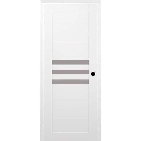 Dome 28 in. x 80 in. Left-Hand 3-Lite Frosted Glass Snow White Composite Wood Single Prehung Door
