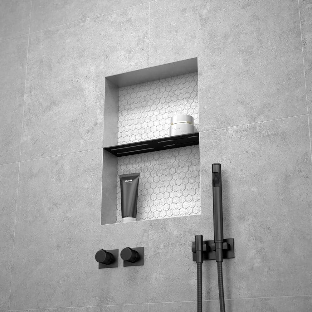 Matte Black Anodized Aluminum Shelf with Slots