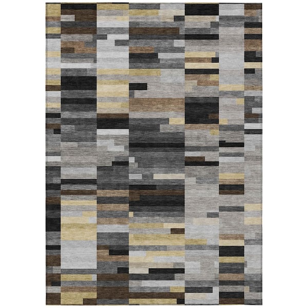 Chantille Machine Washable Indoor/Outdoor Abstract ACN3107 Graphite 10 ft. x 14 ft. Area Rug