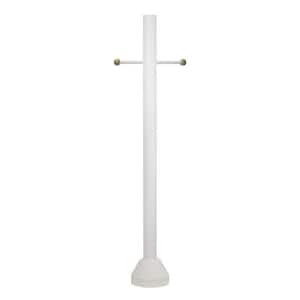 6 ft. White Surface Mount Aluminum Lamp Post w/ Cross Arm & Cast Aluminum Base and Decorative Cover Hardware Included