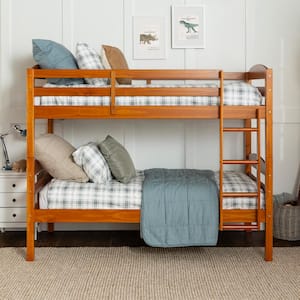 Honey Traditional Solid Wood Twin Bunk Bed