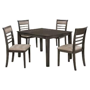 5-Piece Square Brown Wood Top Dining Room Set (Seats 4)