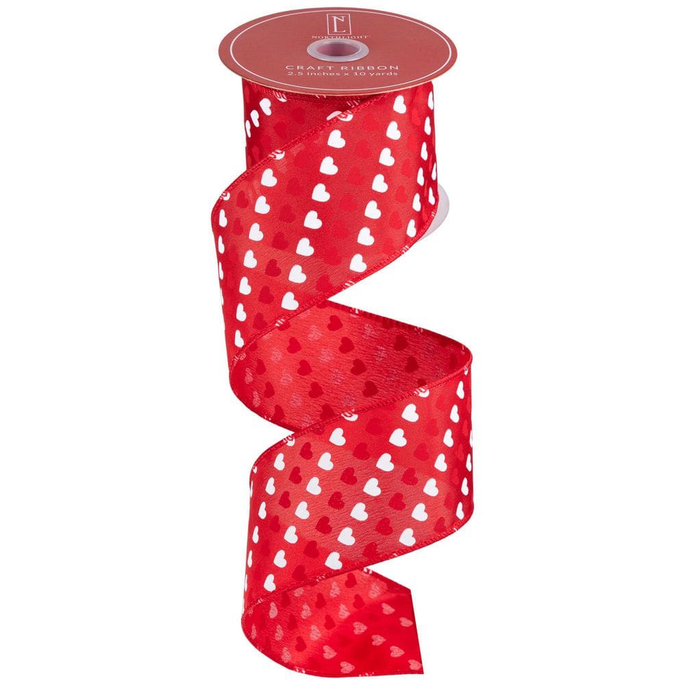 Diagonal Hearts Valentine's Day Wired Craft Ribbon - 2.5 in. x 10 Yards - Red and White price history on PriceWatchPro